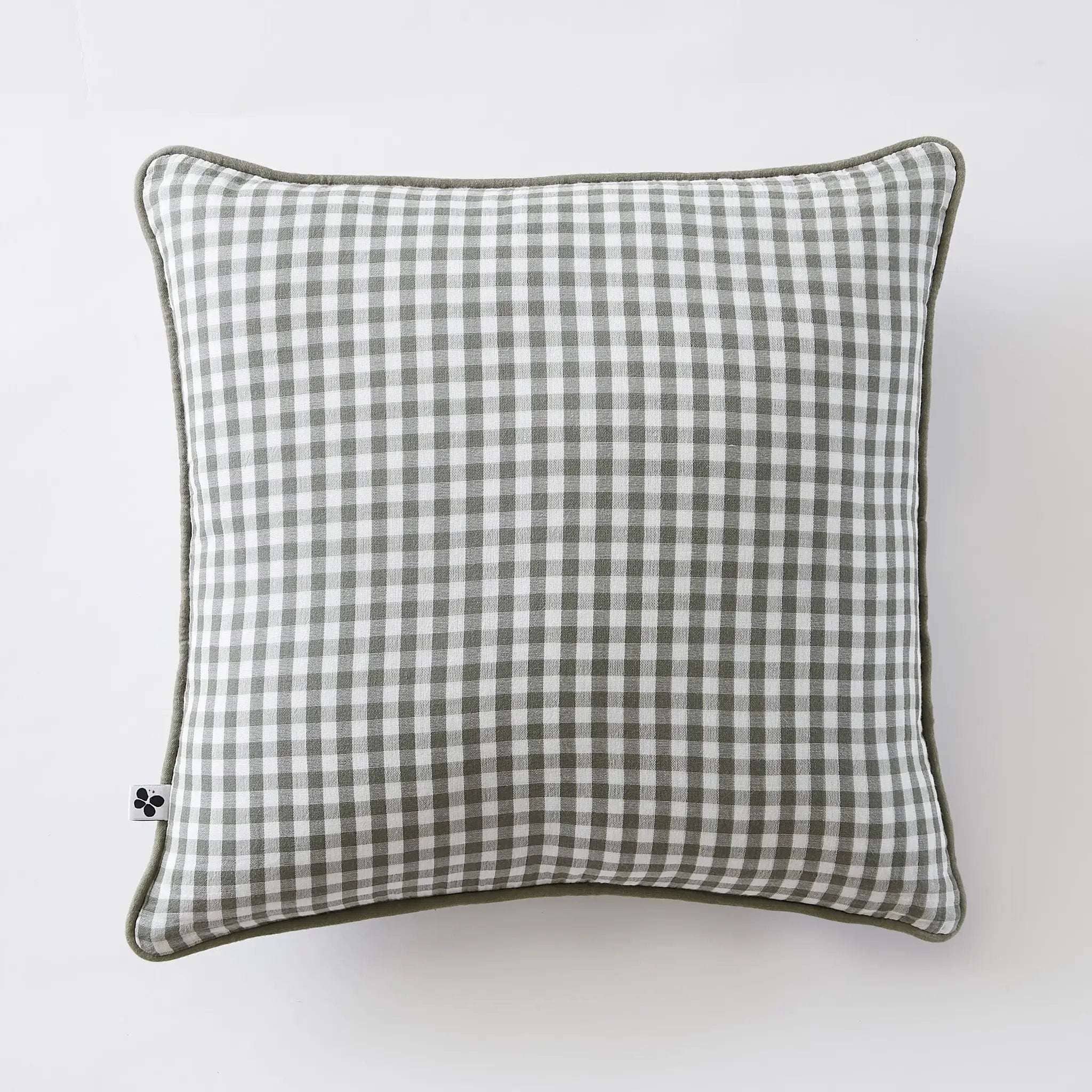 Coussin déhoussable avec passepoil Gaze de coton tissée teinte VICKIE Romarin by L'effet papillon
