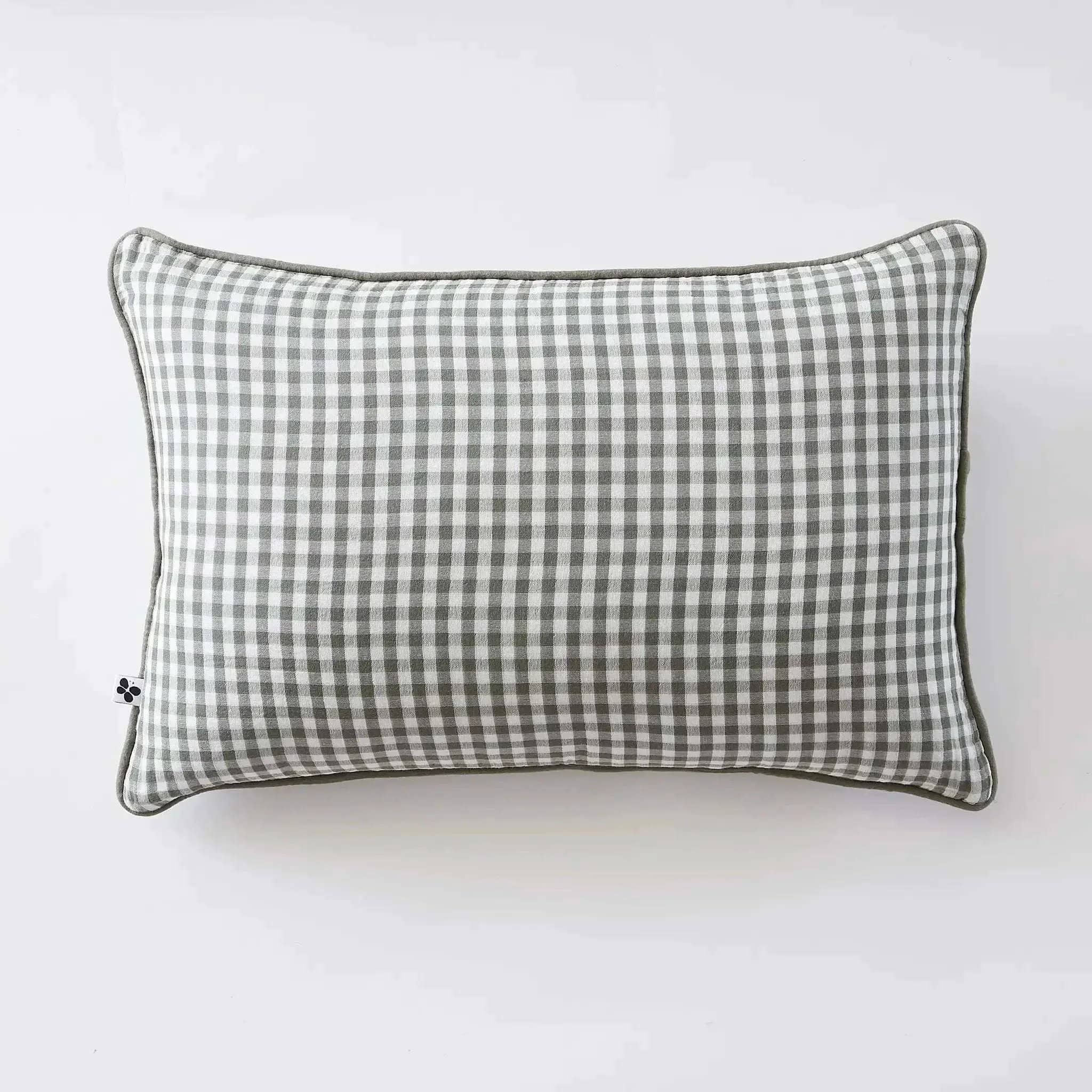Coussin déhoussable avec passepoil Gaze de coton tissée teinte VICKIE Romarin by L'effet papillon