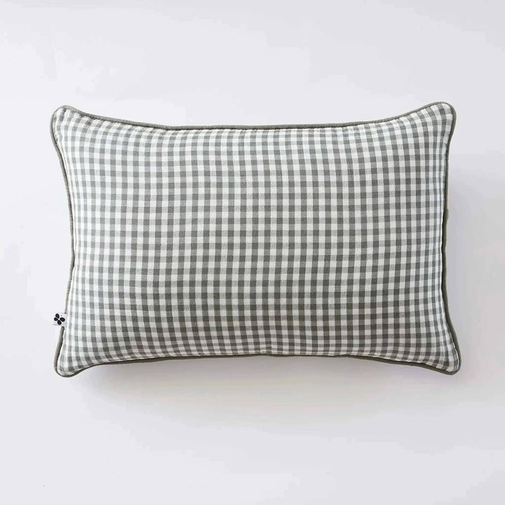 Coussin déhoussable avec passepoil Gaze de coton tissée teinte VICKIE Romarin by L'effet papillon