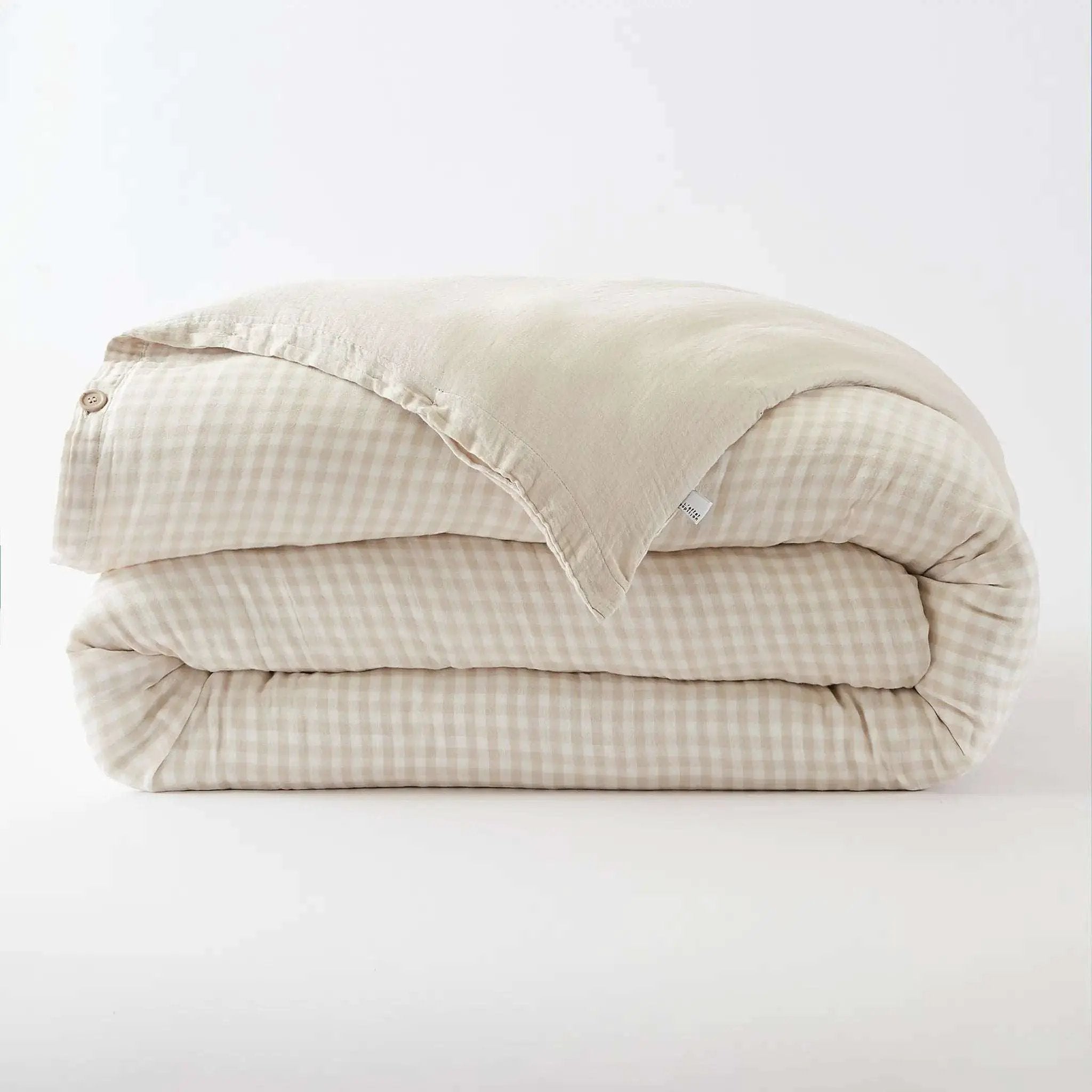 Housse de couette réversible Gaze de coton tissée teinte VICKIE Pampa by L'effet papillon