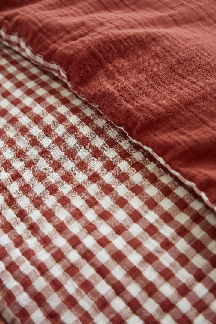 Housse de couette réversible Gaze de coton tissée teinte VICKIE Terracotta by L'effet papillon