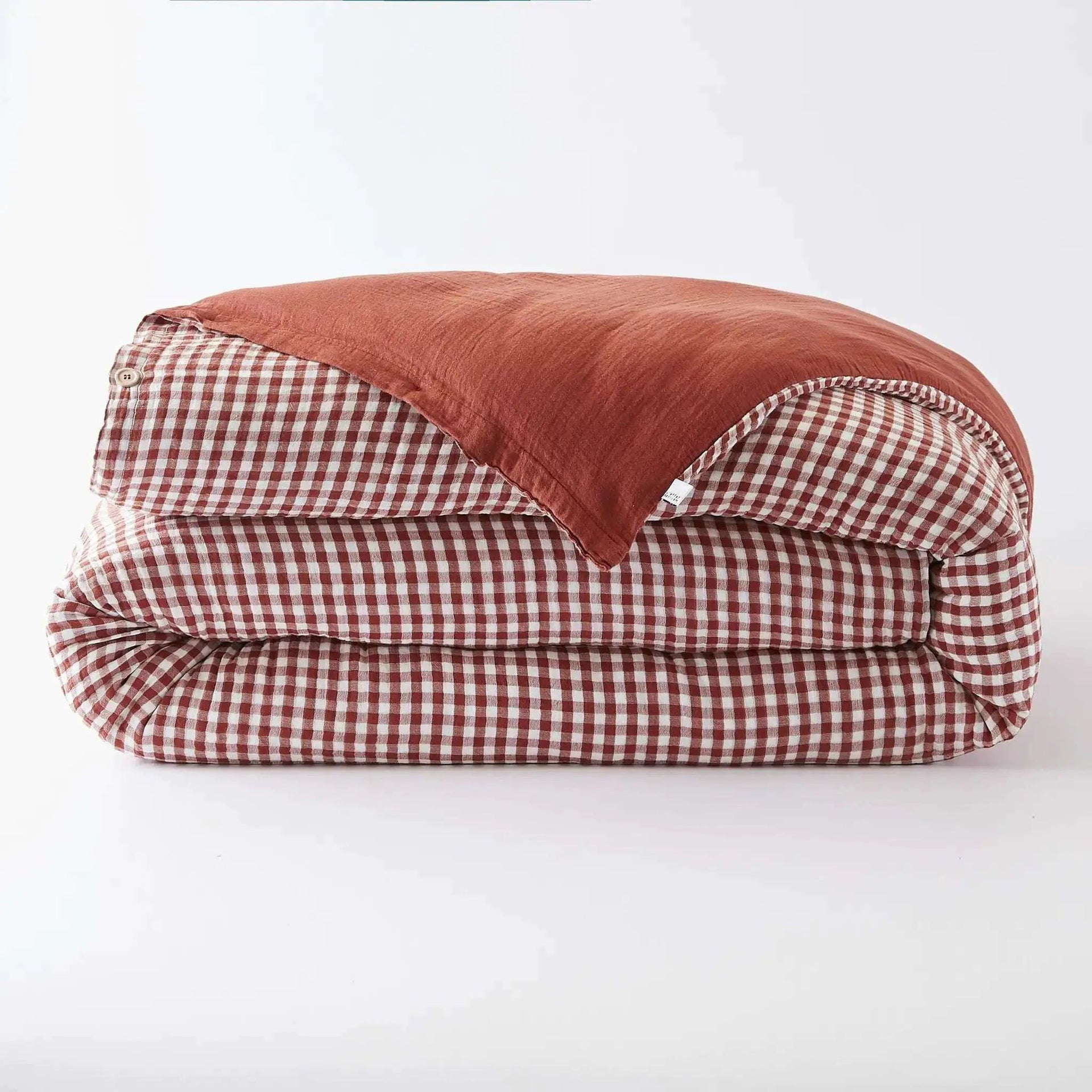Housse de couette réversible Gaze de coton tissée teinte VICKIE Terracotta by L'effet papillon