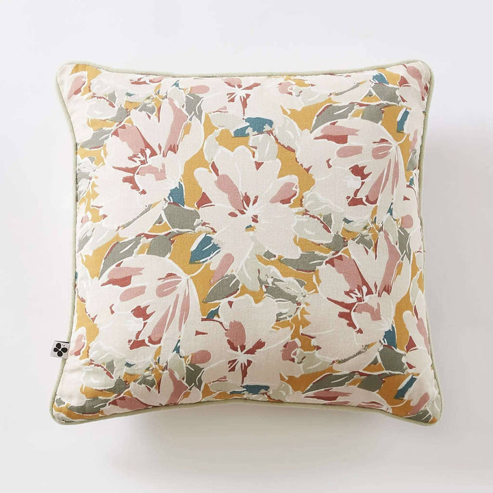 Coussin déhoussable avec passepoil 45 x 45 cm Gaze de coton imprimée CLARENCE by L'effet papillon