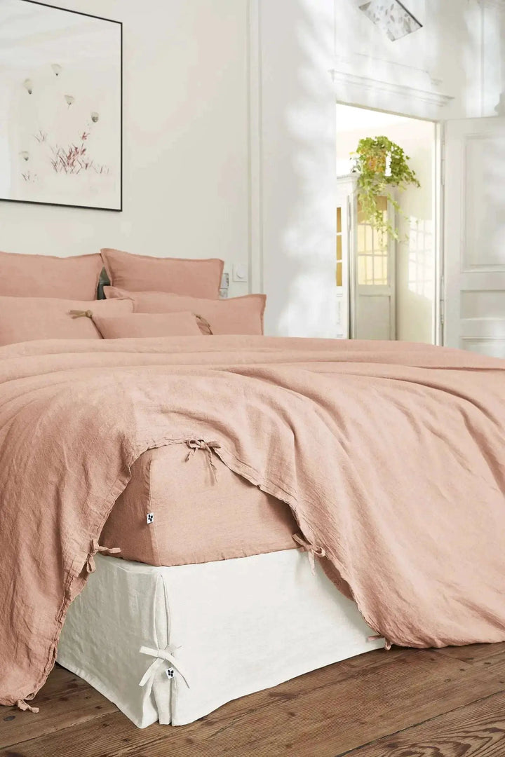 Housse de couette Lin lavé SOLINE Vieux rose by L'effet papillon