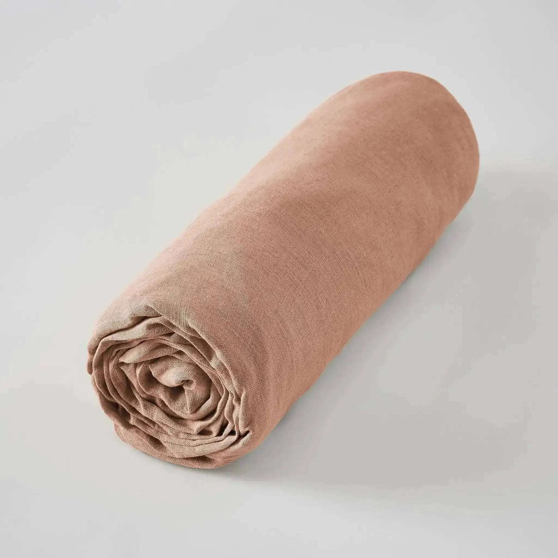 Drap plat Lin lavé SOLINE Vieux rose by L'effet papillon