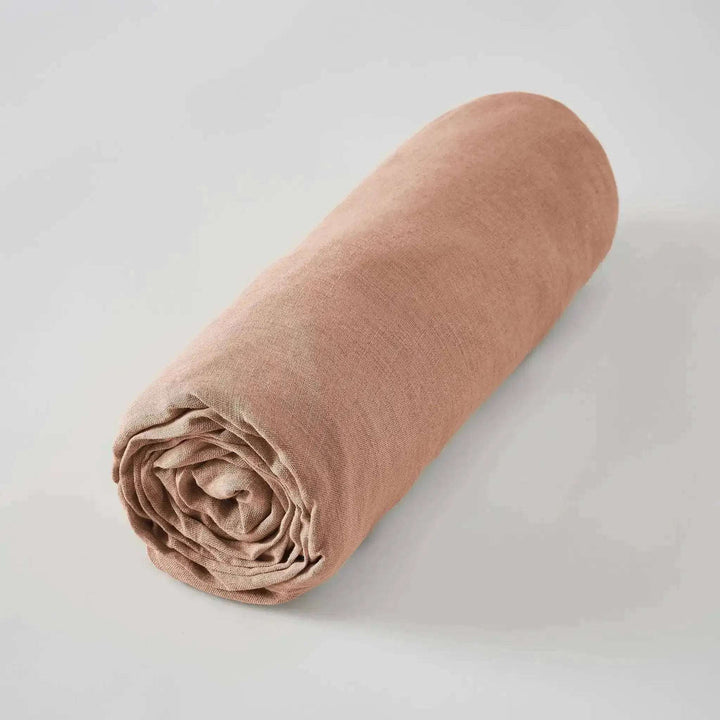 Drap plat Lin lavé SOLINE Vieux rose by L'effet papillon
