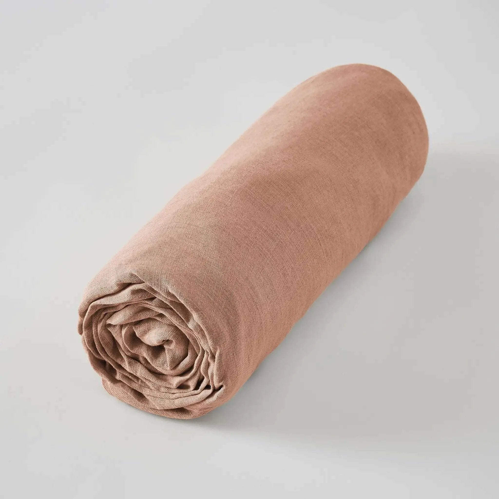 Drap housse Lin lavé SOLINE Vieux rose by L'effet papillon