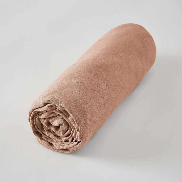 Drap housse Lin lavé SOLINE Vieux rose by L'effet papillon