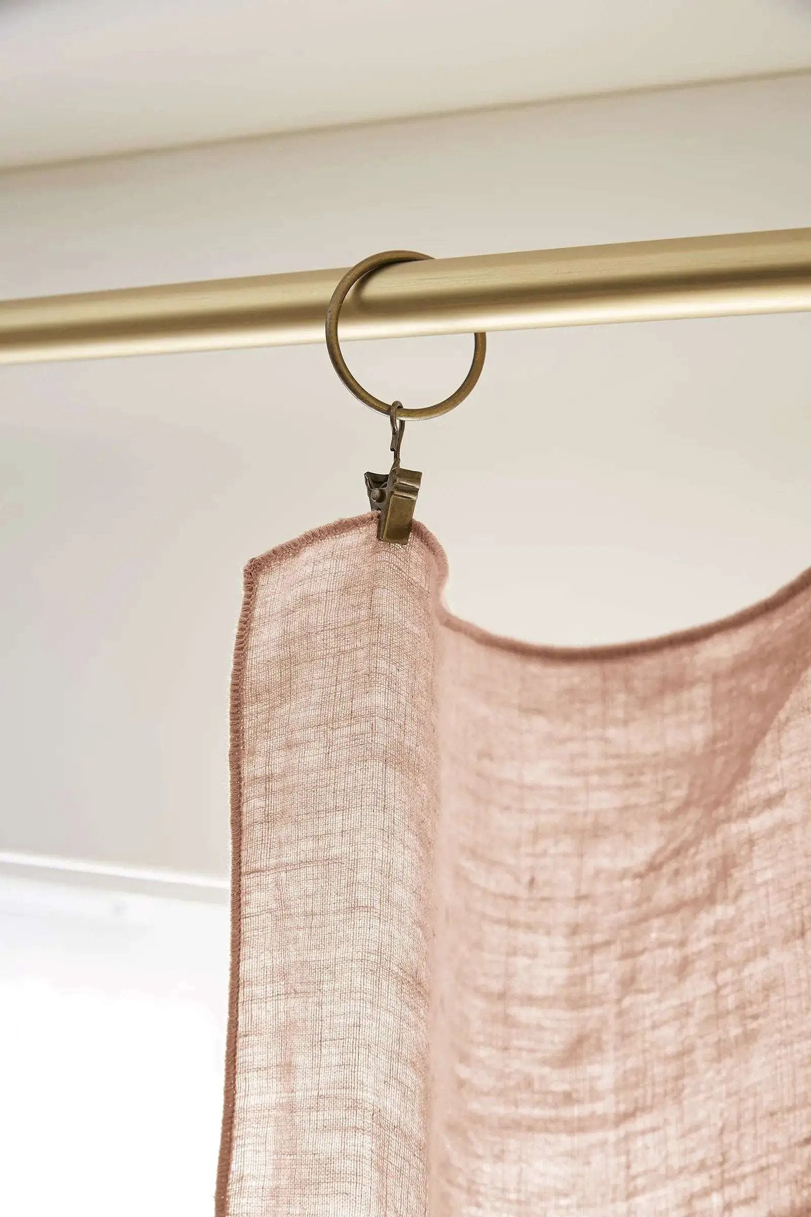Rideau ajustable + 8 anneaux pince 140 x 270 cm Lin lavé SOLINE Vieux rose by L'effet papillon