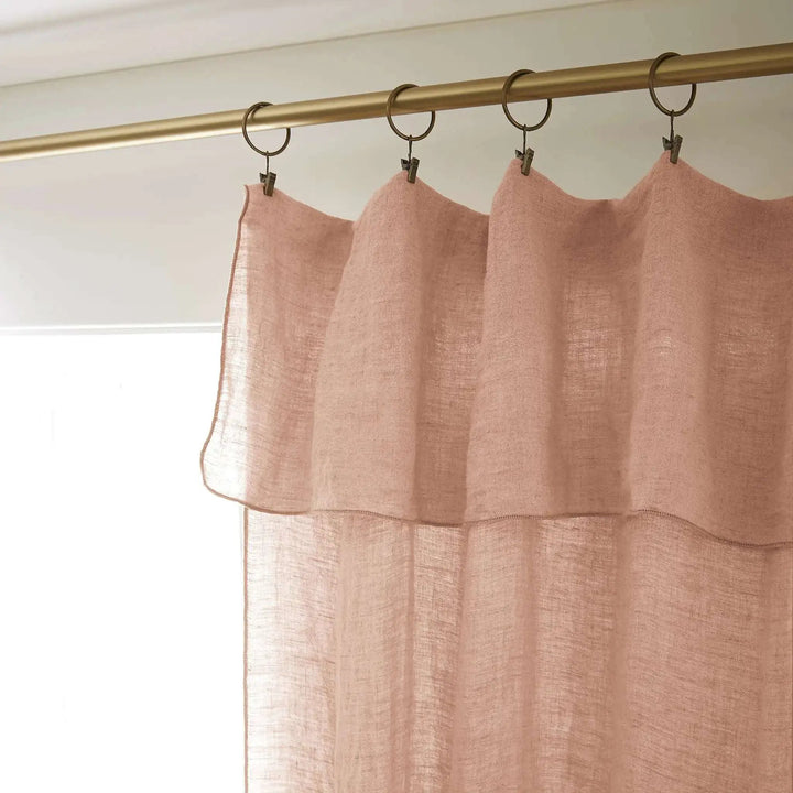 Rideau ajustable + 8 anneaux pince 140 x 270 cm Lin lavé SOLINE Vieux rose by L'effet papillon