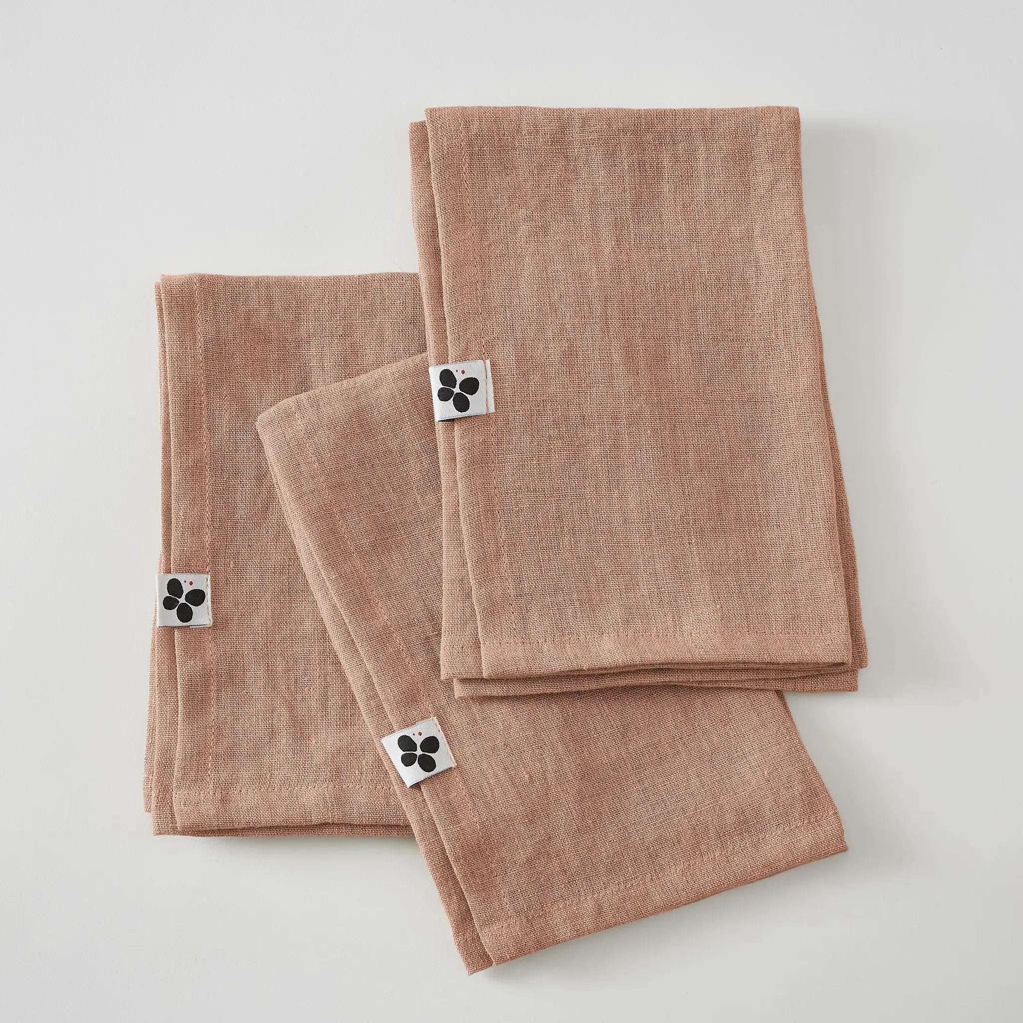 Lot de 3 serviettes Lin lavé 40 x 40 cm SOLINE Vieux rose by L'effet papillon