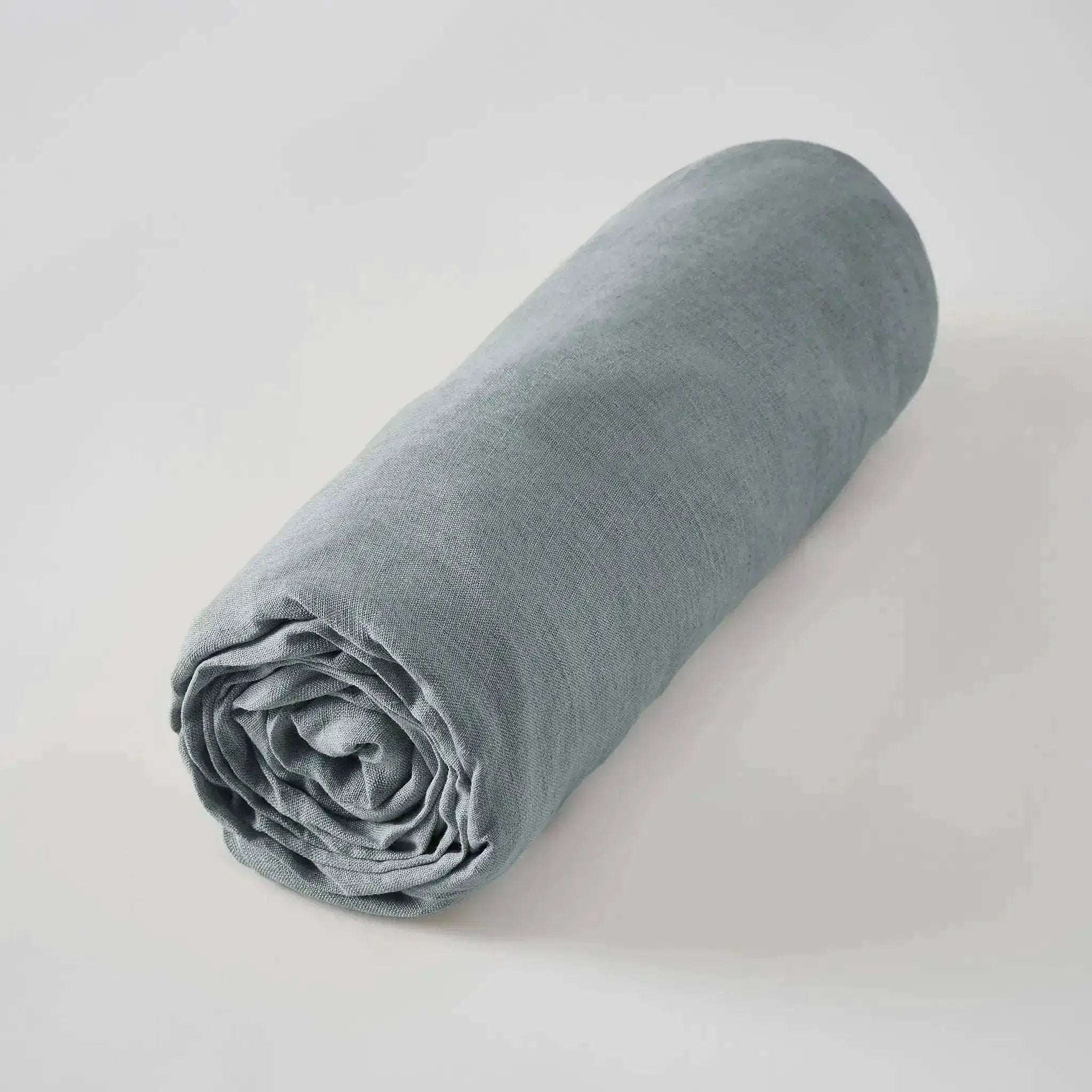Drap plat Lin lavé SOLINE Azur by L'effet papillon
