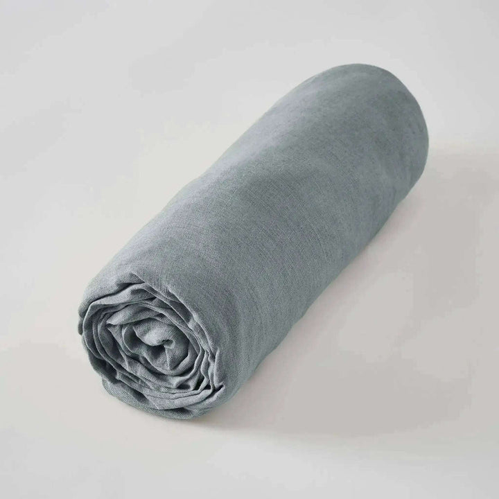 Drap plat Lin lavé SOLINE Azur by L'effet papillon