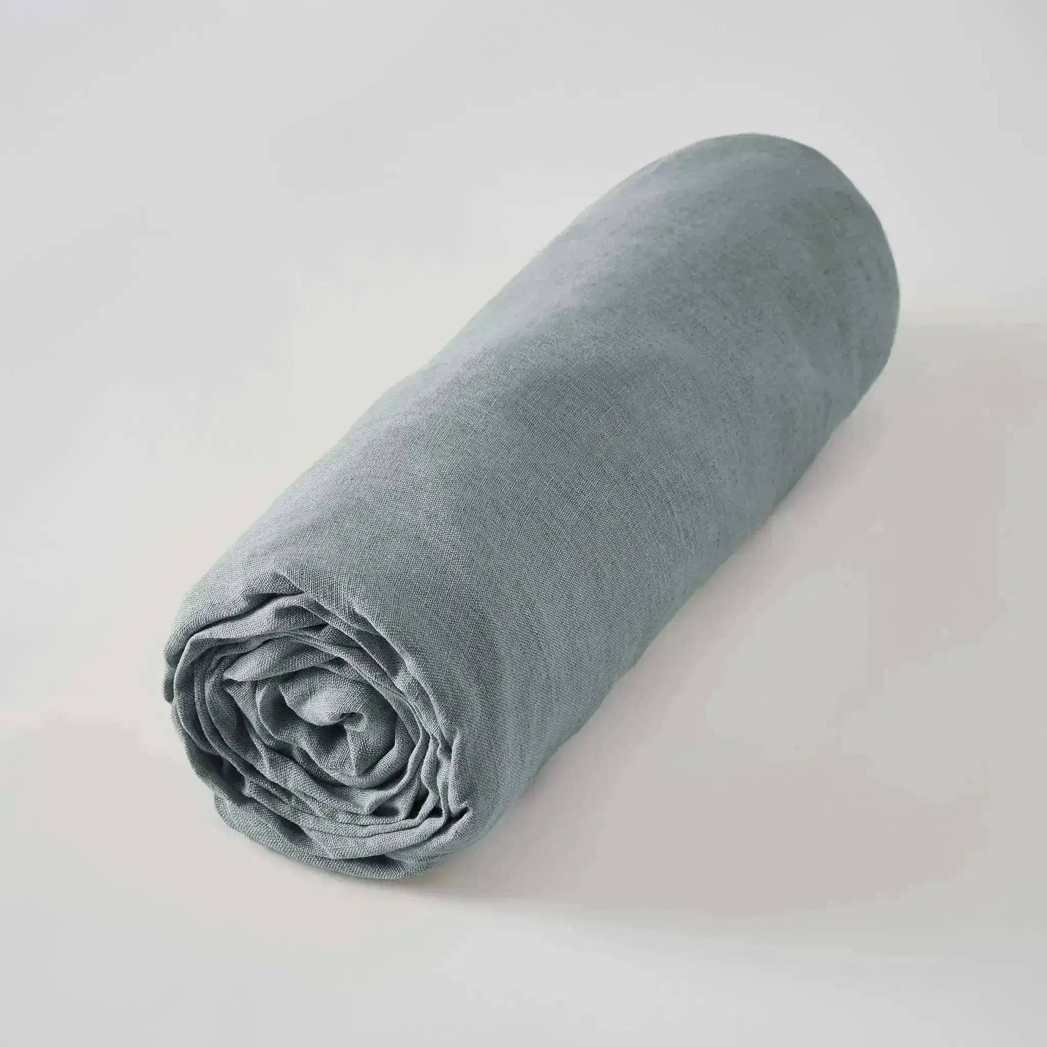 Drap plat Lin lavé SOLINE Azur by L'effet papillon