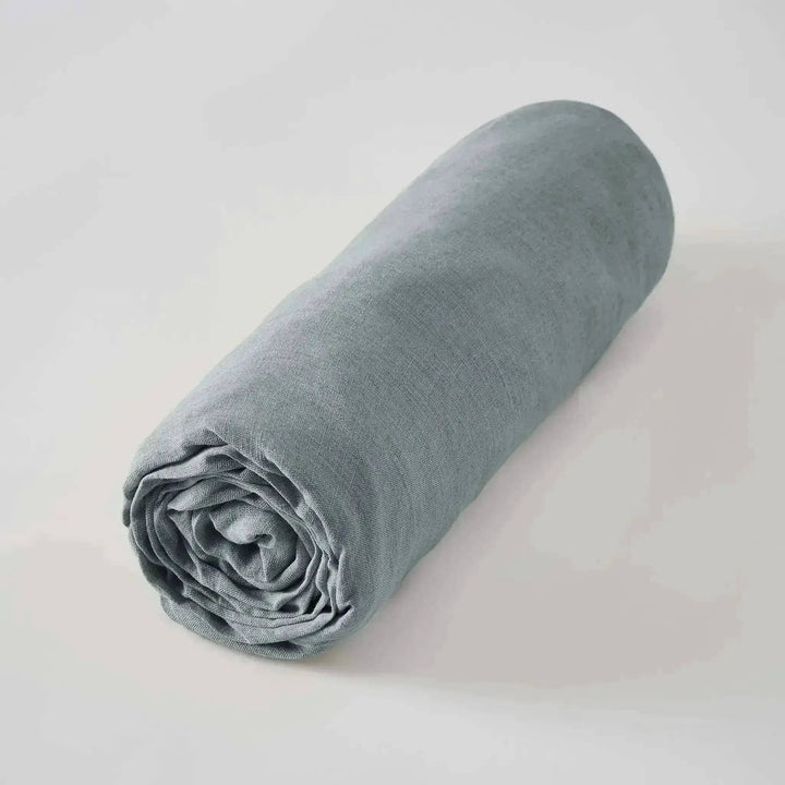 Drap plat Lin lavé SOLINE Azur by L'effet papillon