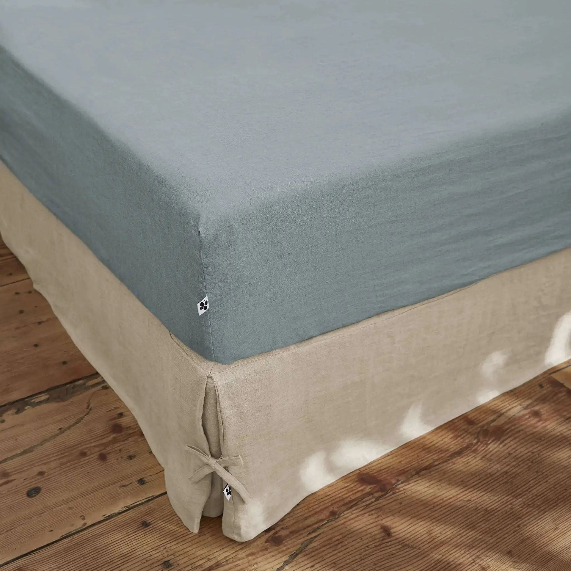 Drap housse Lin lavé SOLINE Azur by L'effet papillon