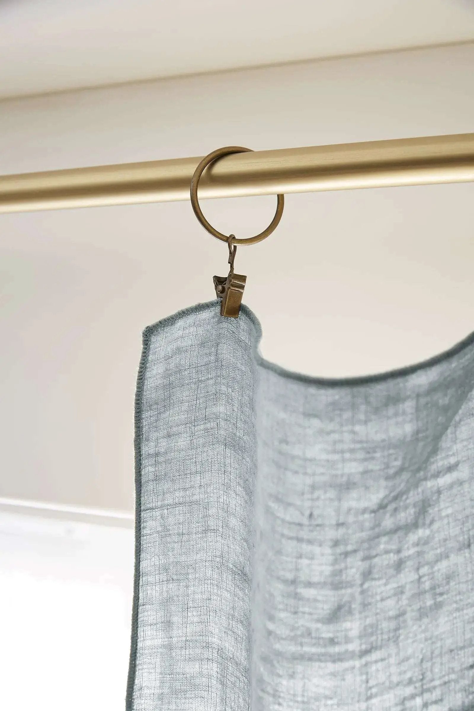 Rideau ajustable + 8 anneaux pince 140 x 270 cm Lin lavé SOLINE Azur by L'effet papillon