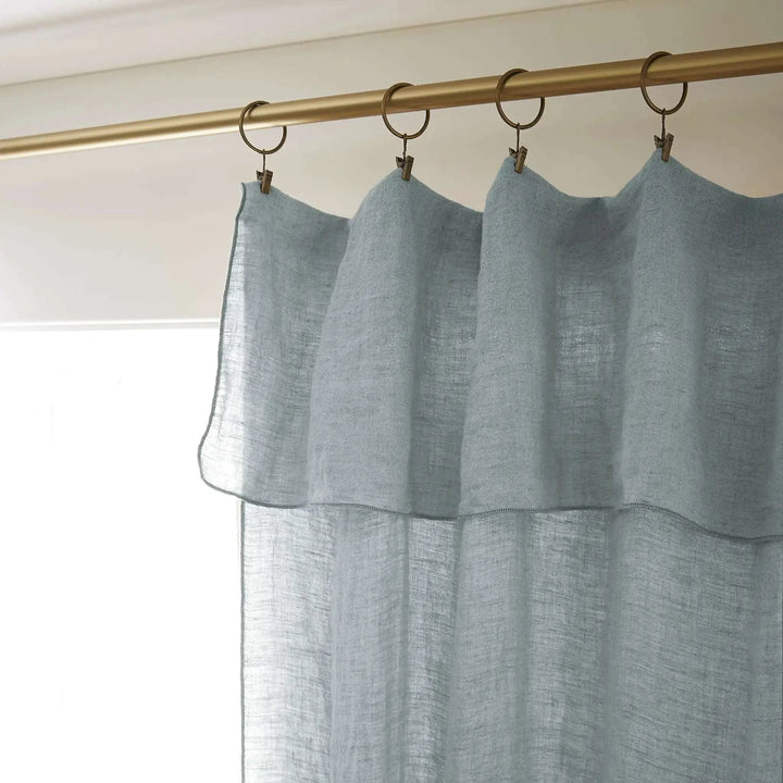 Rideau ajustable + 8 anneaux pince 140 x 270 cm Lin lavé SOLINE Azur by L'effet papillon
