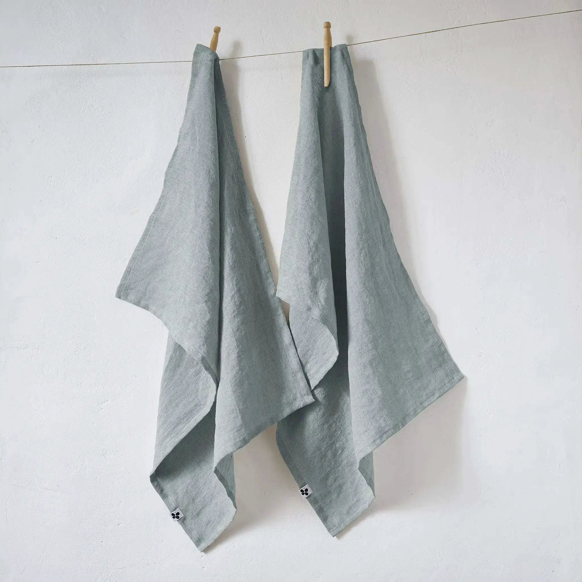 Lot de 2 Torchons Lin lavé 50 x 70 cm SOLINE Azur by L'effet papillon