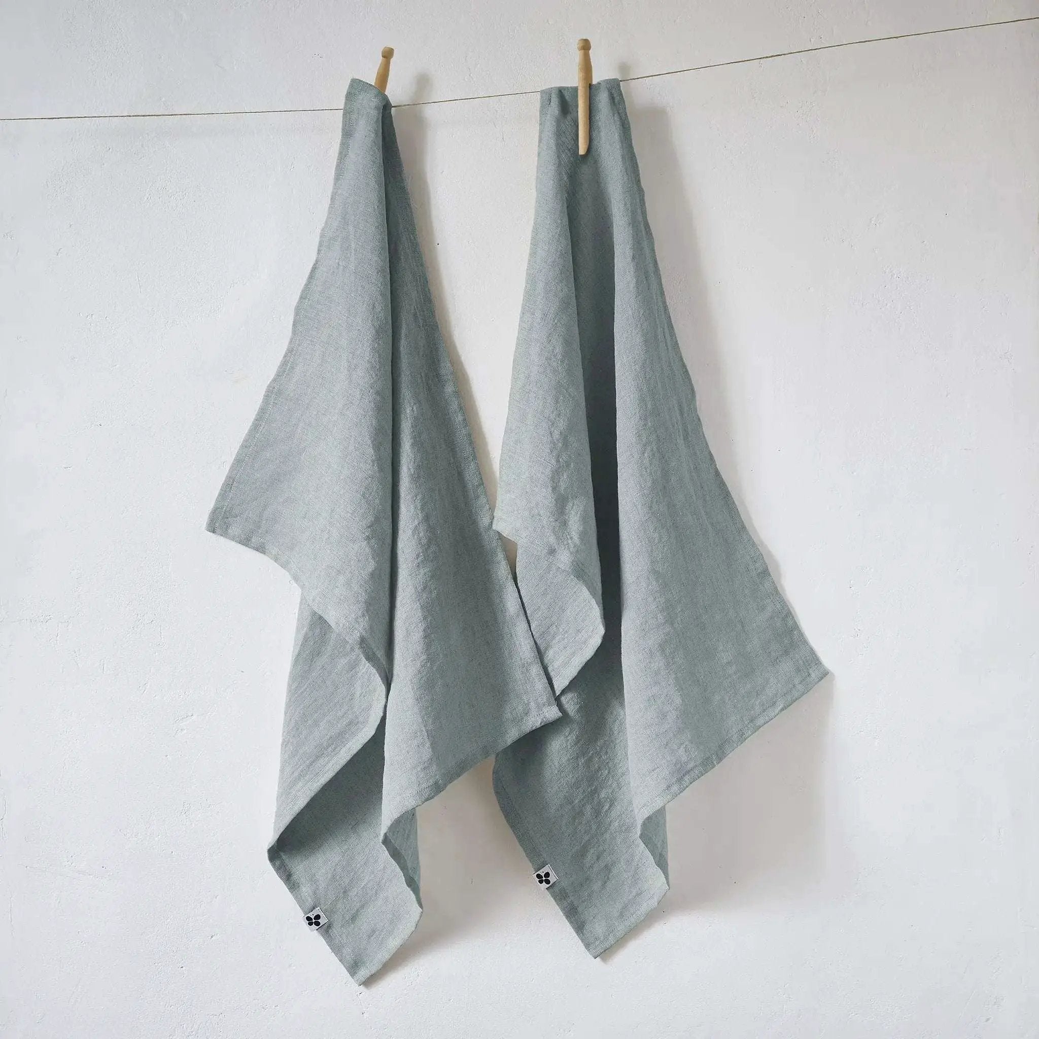 Lot de 2 Torchons Lin lavé 50 x 70 cm SOLINE Azur by L'effet papillon