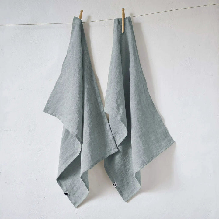 Lot de 2 Torchons Lin lavé 50 x 70 cm SOLINE Azur by L'effet papillon