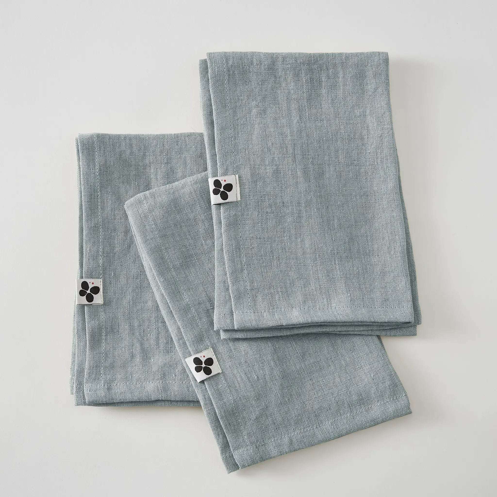 Lot de 3 serviettes Lin lavé 40 x 40 cm SOLINE Azur by L'effet papillon