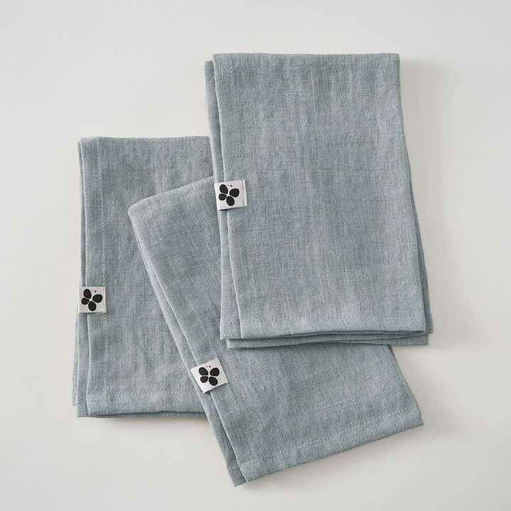 Lot de 3 serviettes Lin lavé 40 x 40 cm SOLINE Azur by L'effet papillon