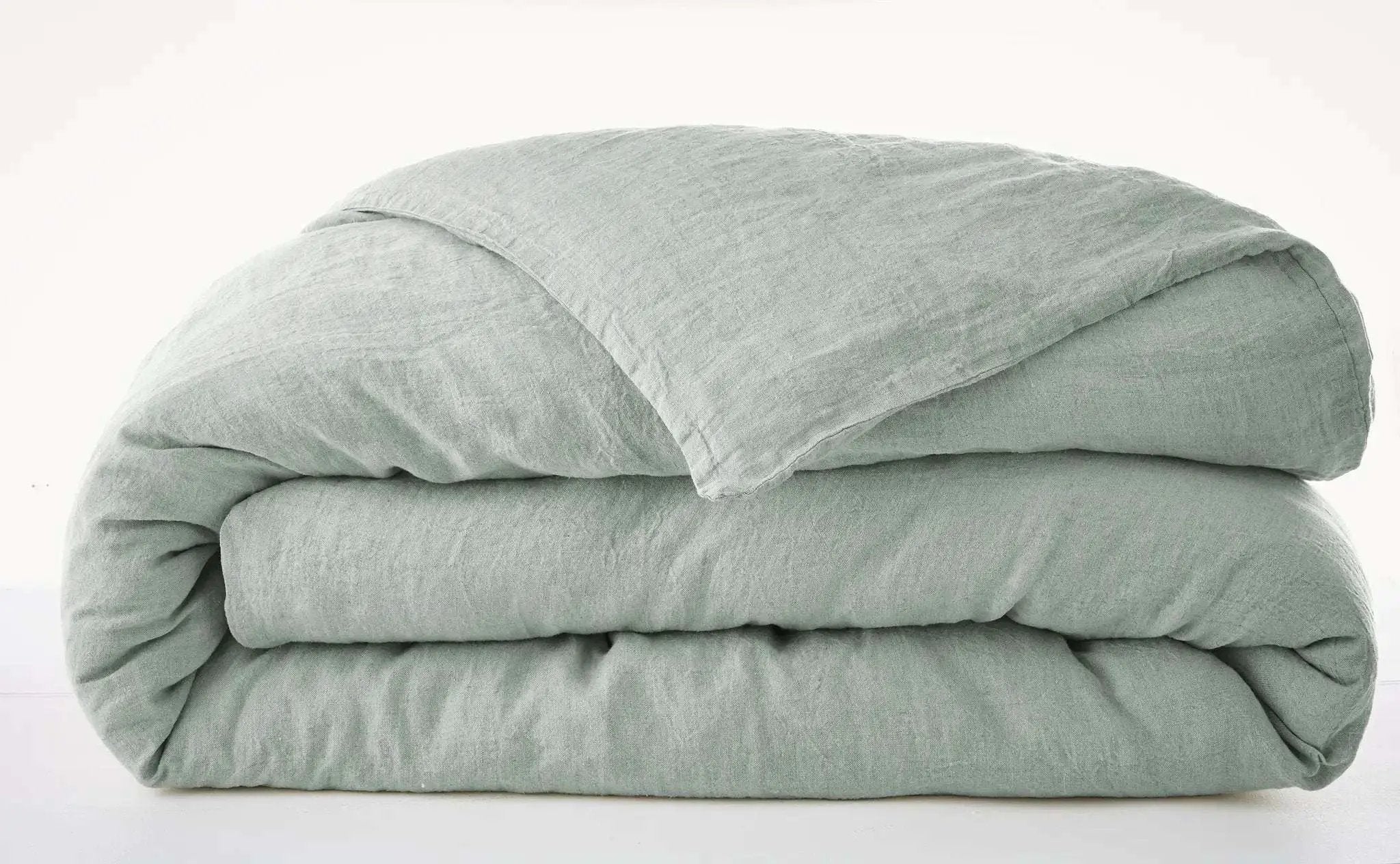 Housse de couette Lin lavé SOLINE Eucalyptus by L'effet papillon