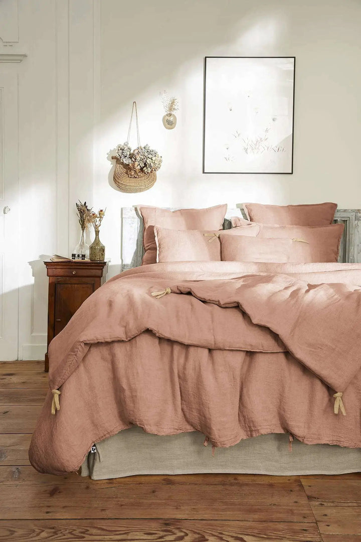 Housse de couette Lin lavé SOLINE Vieux rose by L'effet papillon