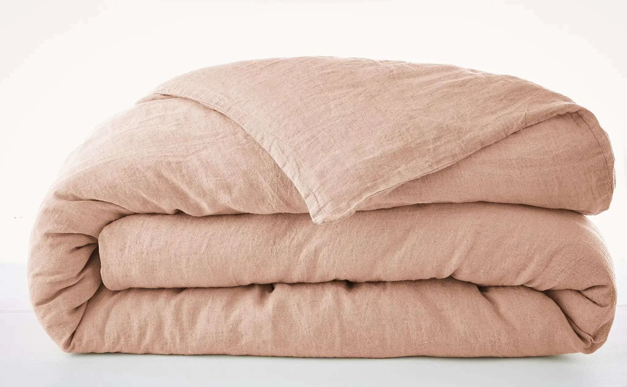 Housse de couette Lin lavé SOLINE Vieux rose by L'effet papillon