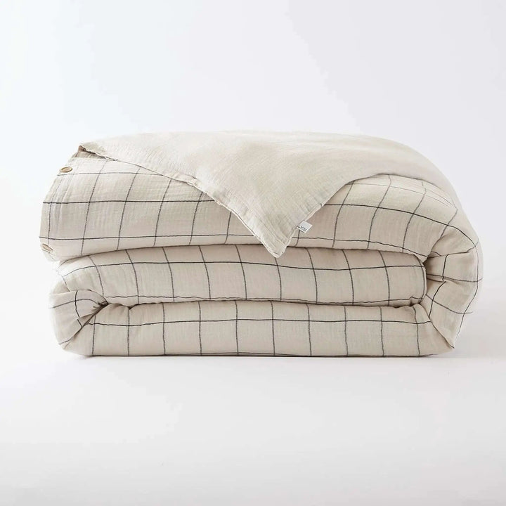 Housse de couette réversible Gaze de coton tissée teinte GAÏA MATCH Pampa by L'effet papillon