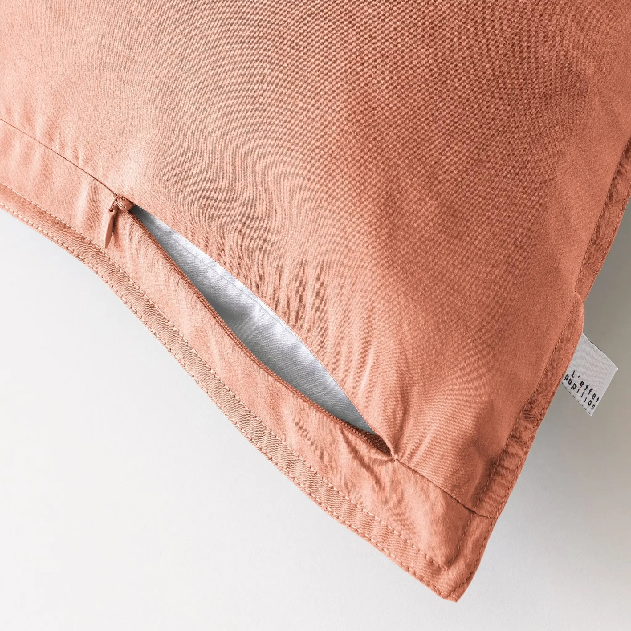 Taie d'oreiller 80 x 80 cm Lyocell uni LYSANDRE Terracotta by L'effet papillon