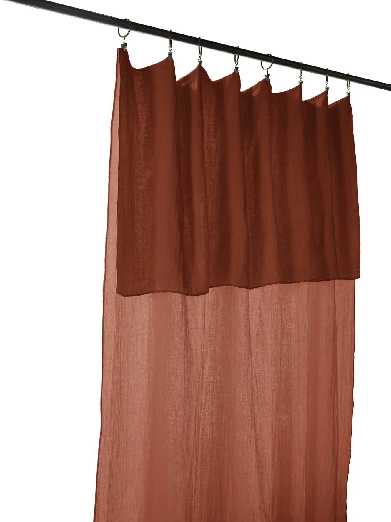 Rideau ajustable + 8 anneaux pince 140 x 300 cm Gaze de coton unie GAÏA Terracotta by L'effet papillon