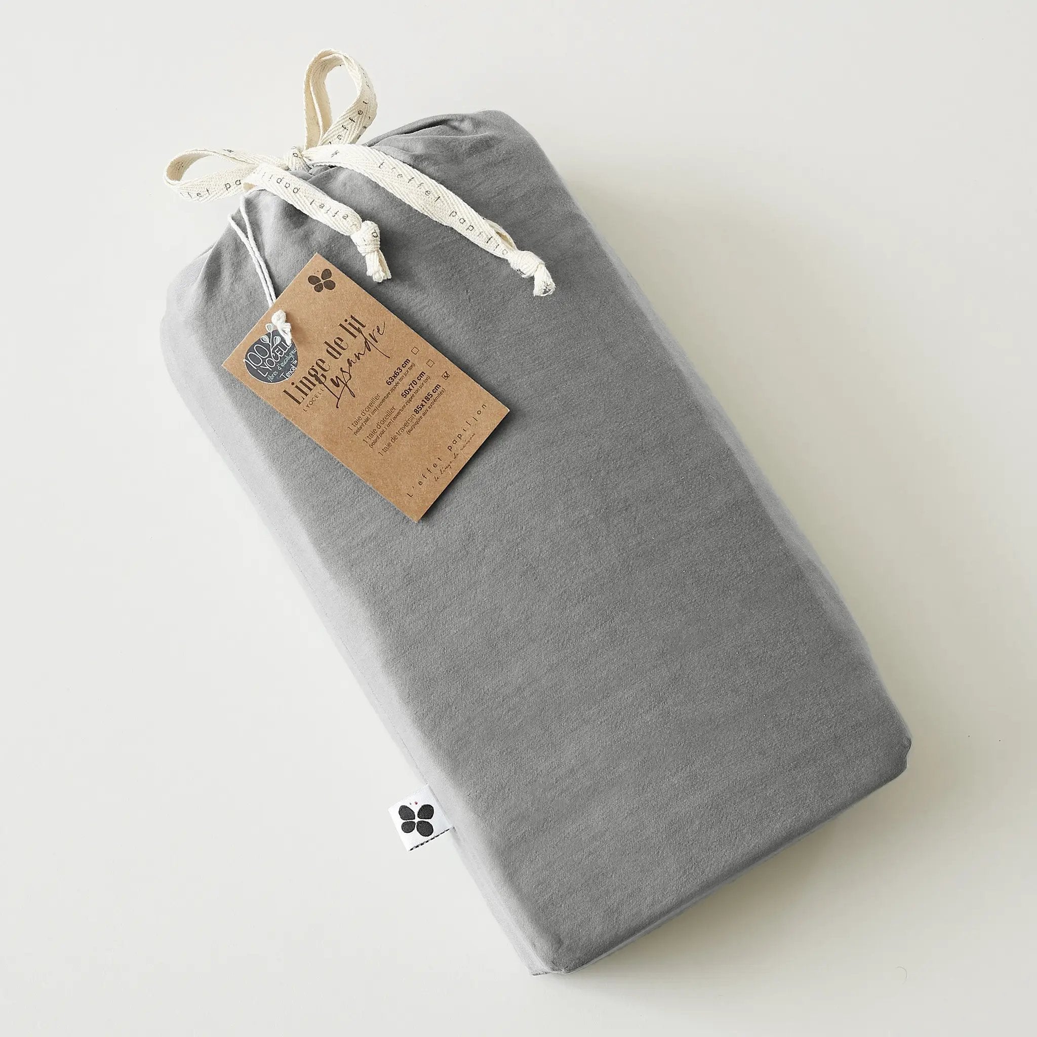 Drap housse 90 x 190 cm Lyocell uni LYSANDRE Granit by L'effet papillon