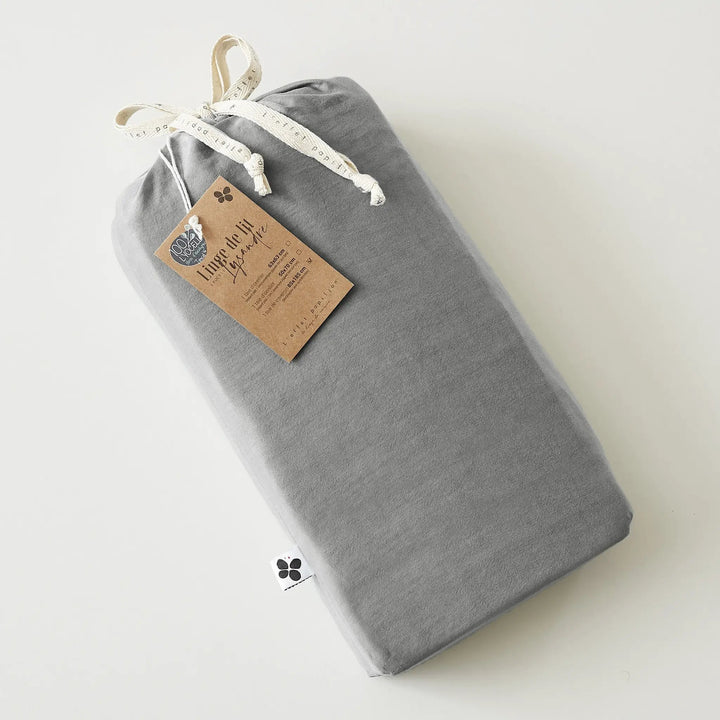 Drap housse 90 x 190 cm Lyocell uni LYSANDRE Granit by L'effet papillon