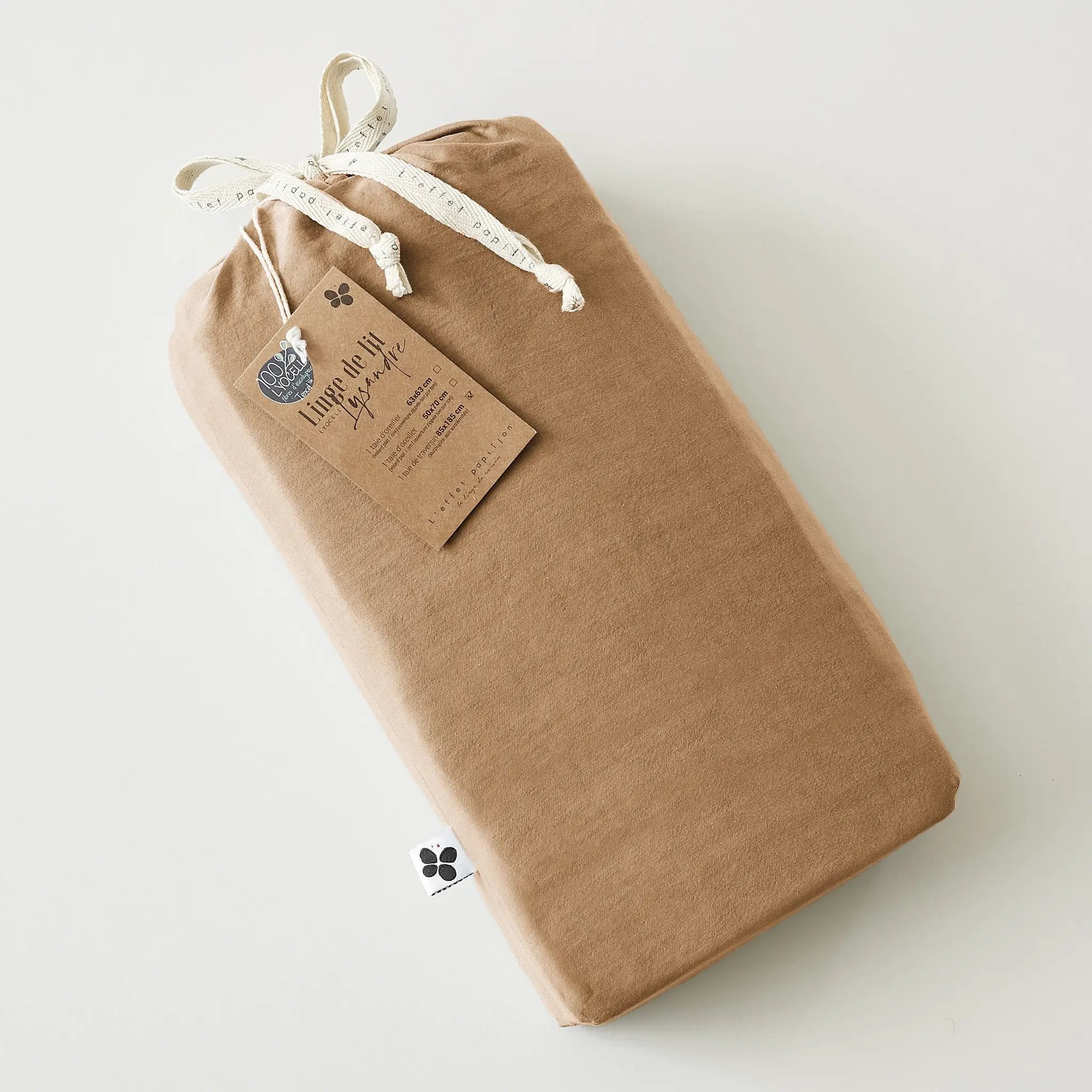Drap housse 90 x 190 cm Lyocell uni LYSANDRE Camel by L'effet papillon