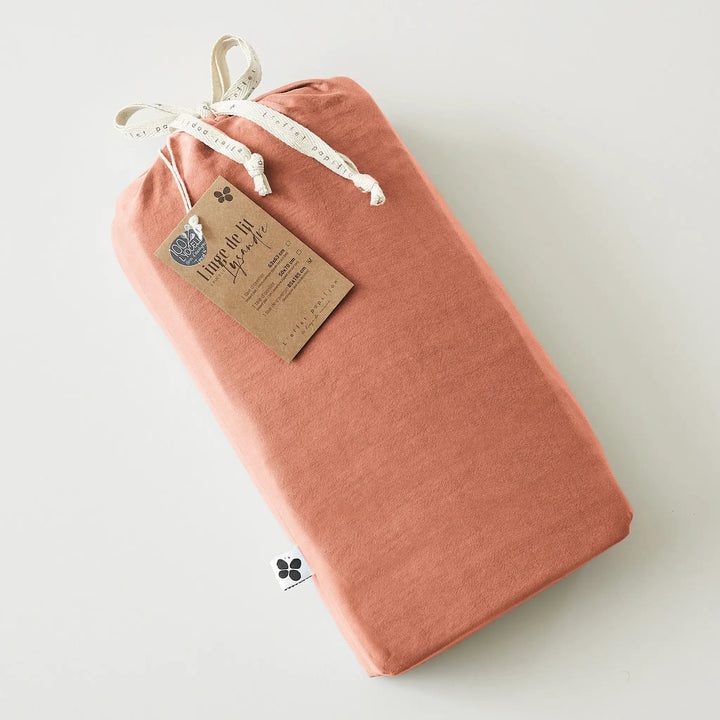 Drap housse 90 x 190 cm Lyocell uni LYSANDRE Terracotta by L'effet papillon