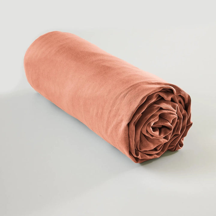 Drap housse 90 x 190 cm Lyocell uni LYSANDRE Terracotta by L'effet papillon