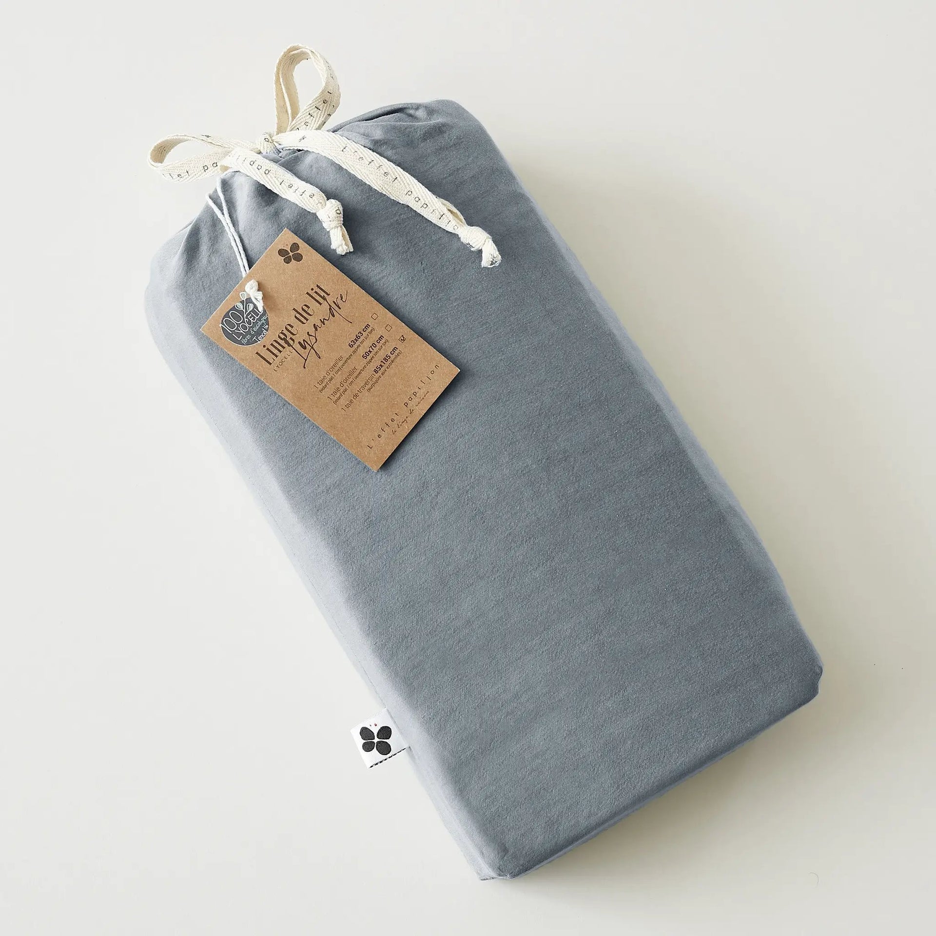 Drap housse 90 x 190 cm Lyocell uni LYSANDRE Stone by L'effet papillon