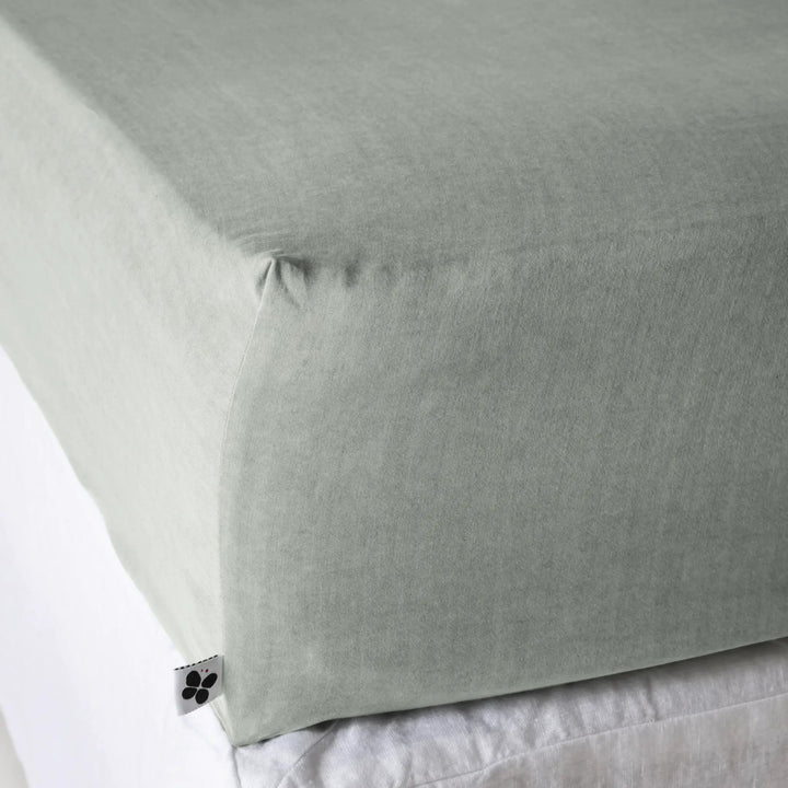 Drap housse 90 x 190 cm Lyocell uni LYSANDRE Lichen by L'effet papillon