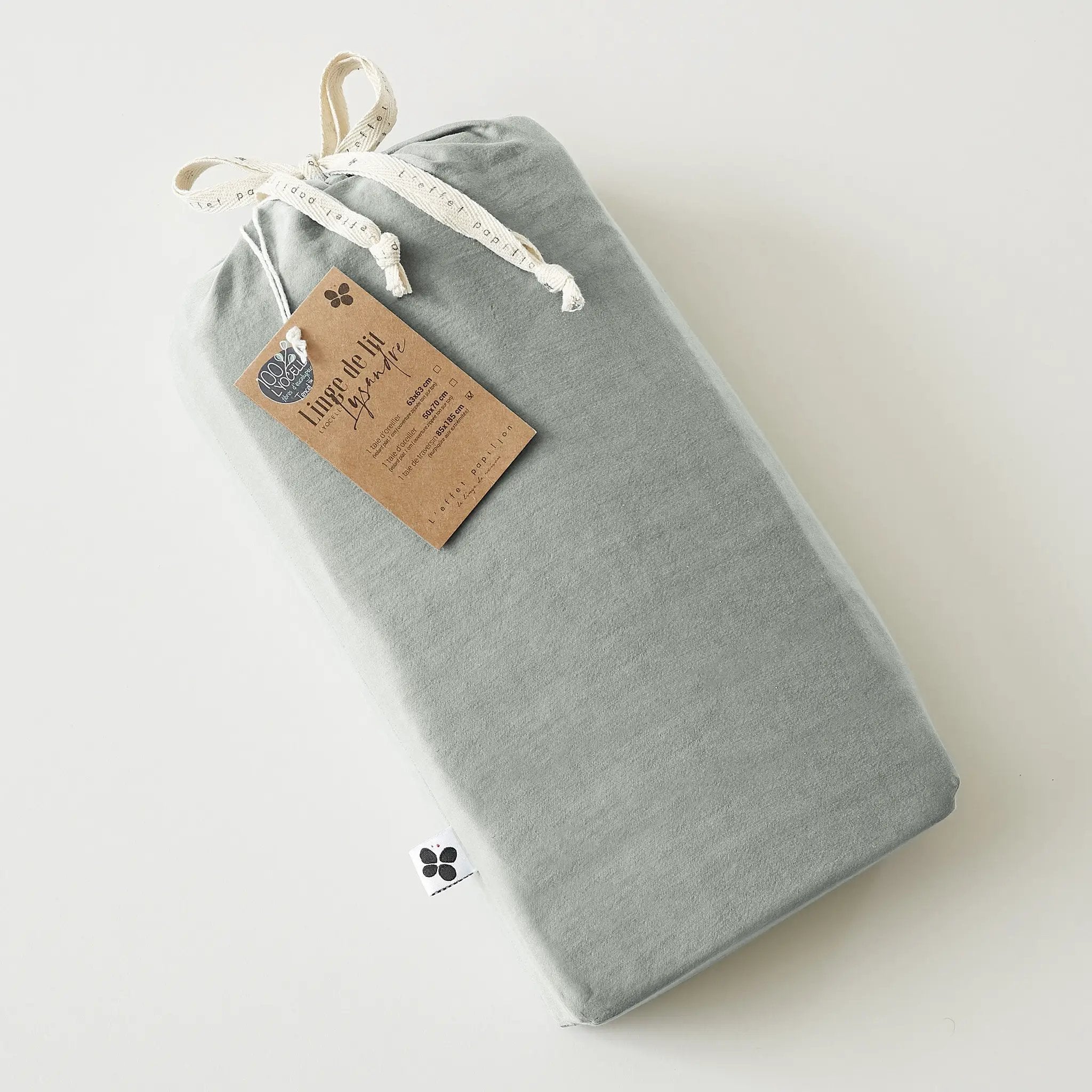 Drap housse 90 x 190 cm Lyocell uni LYSANDRE Lichen by L'effet papillon