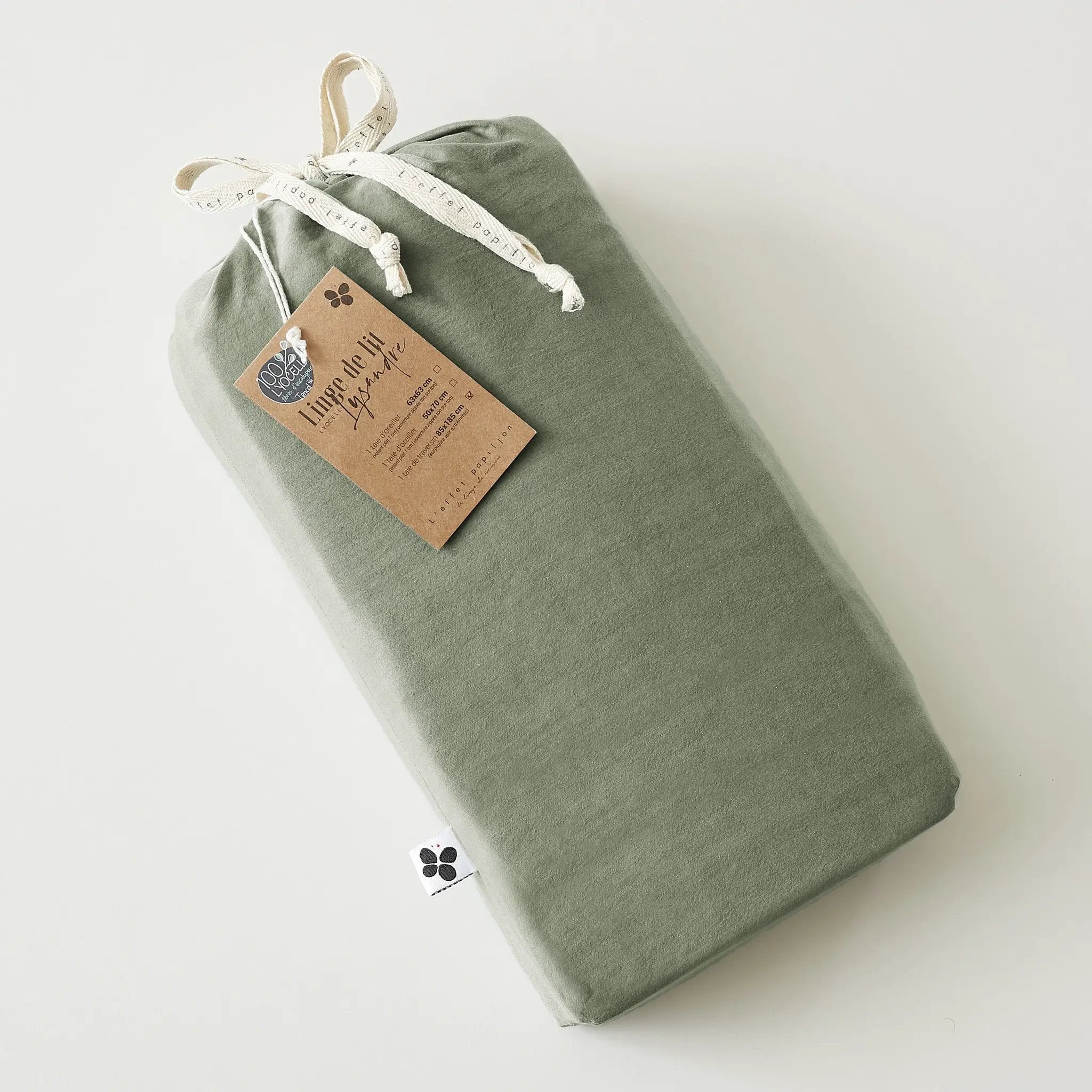 Drap housse 90 x 190 cm Lyocell uni LYSANDRE Thym by L'effet papillon