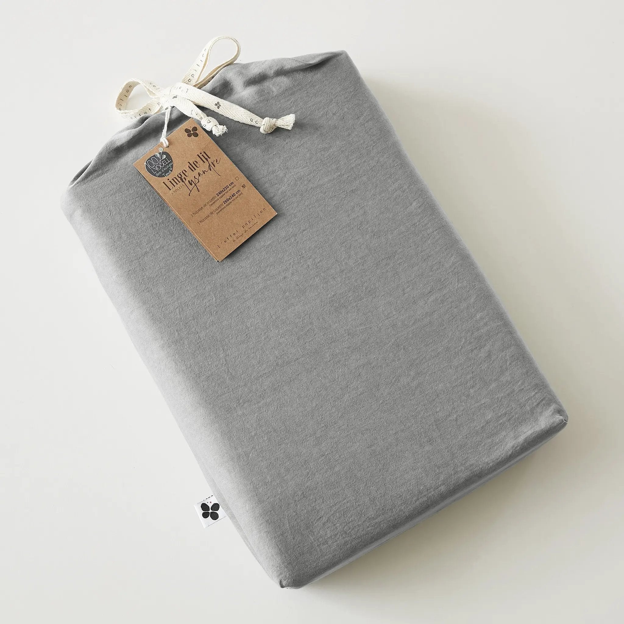 Housse de couette Lyocell uni LYSANDRE Granit 140 x 200 cm