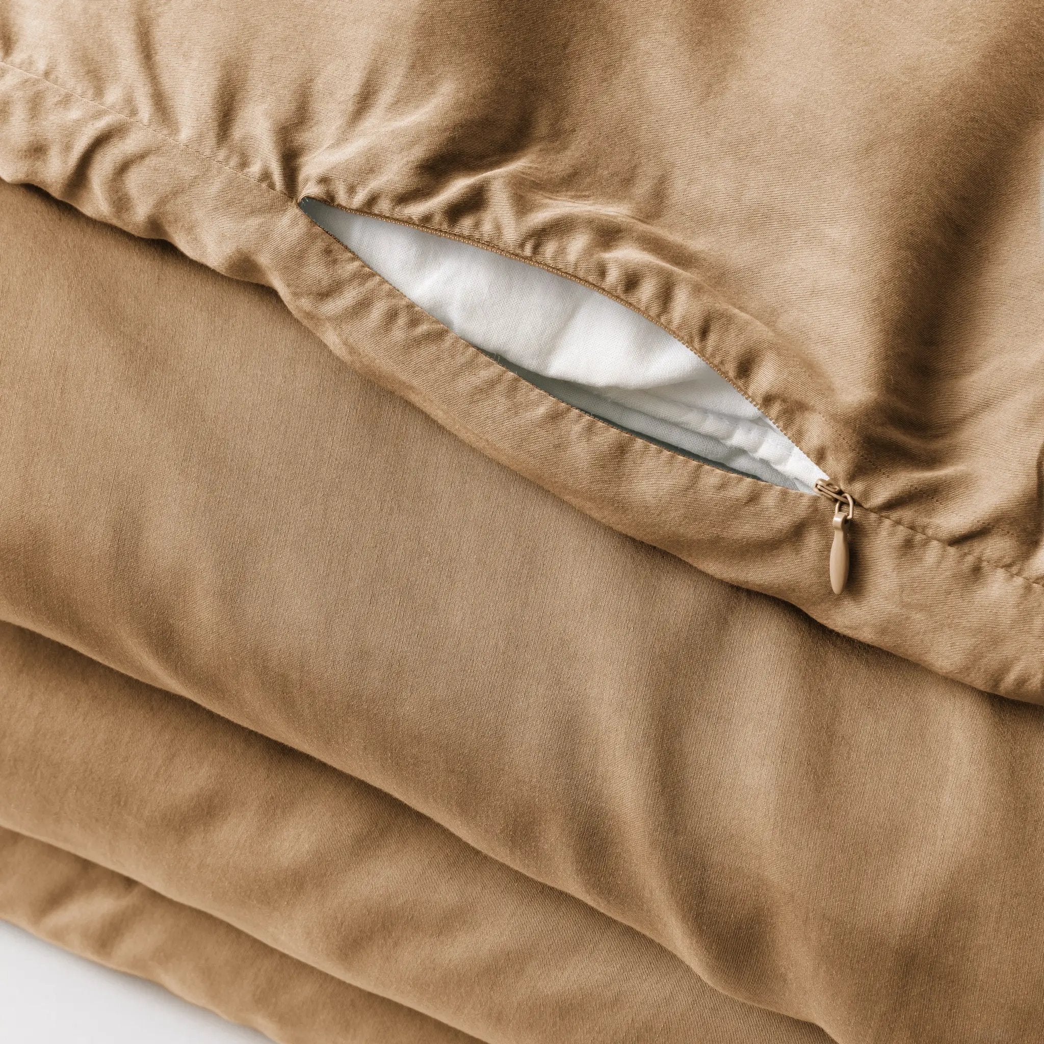 Housse de couette Lyocell uni LYSANDRE Camel 140 x 200 cm