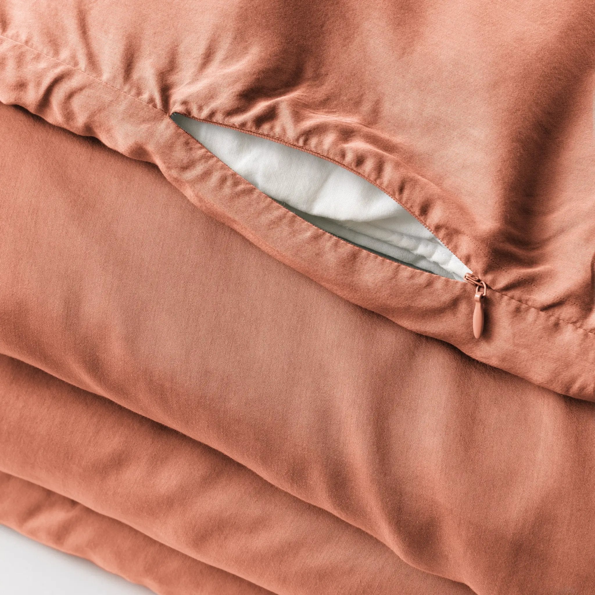 Housse de couette Lyocell uni LYSANDRE Terracotta 140 x 200 cm