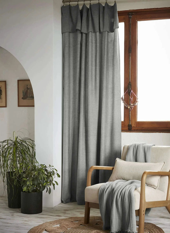Rideau ajustable + 8 anneaux pince 140 x 270 cm Lyocell uni LYSANDRE Granit by L'effet papillon