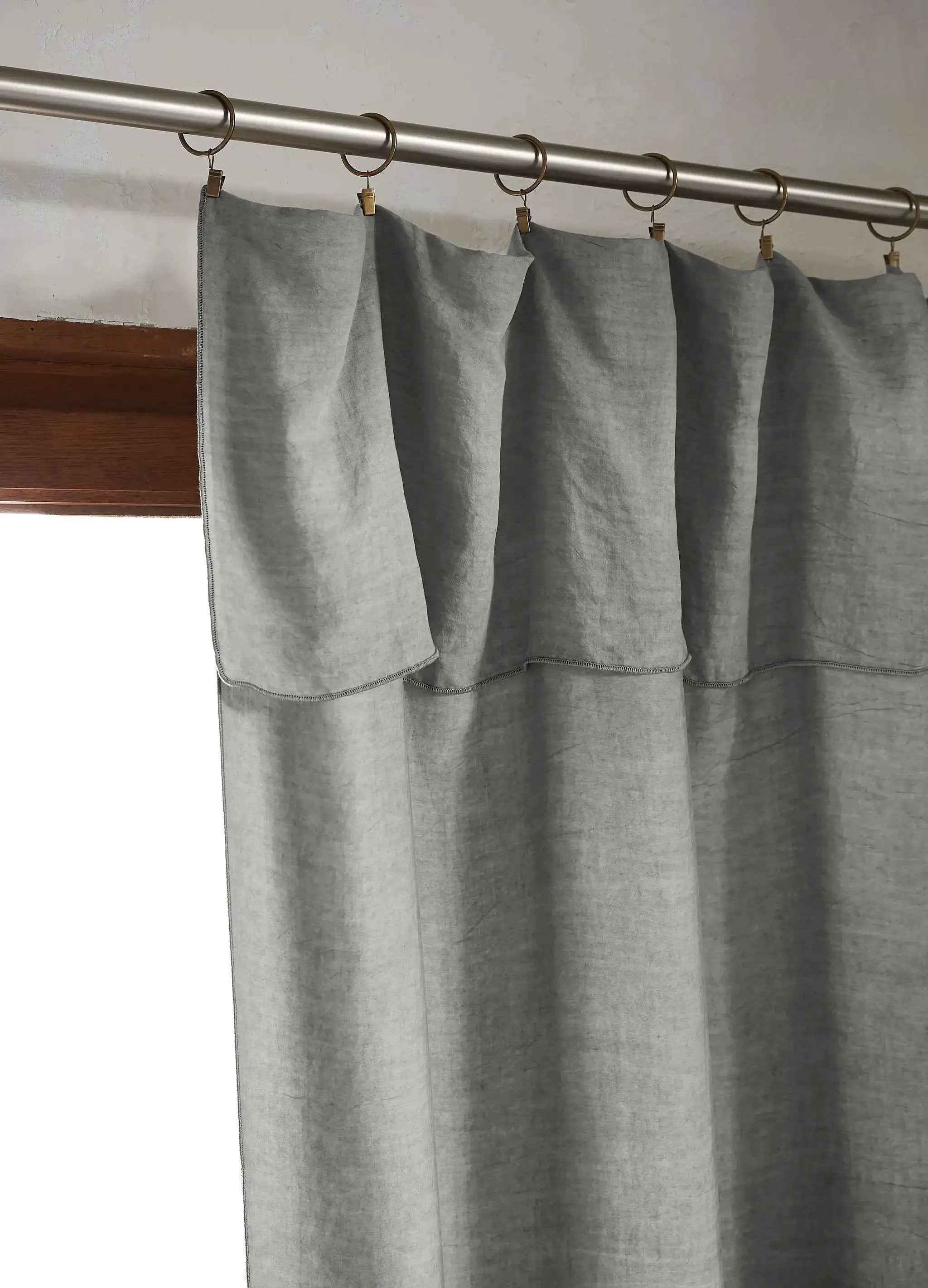 Rideau ajustable + 8 anneaux pince 140 x 270 cm Lyocell uni LYSANDRE Granit by L'effet papillon