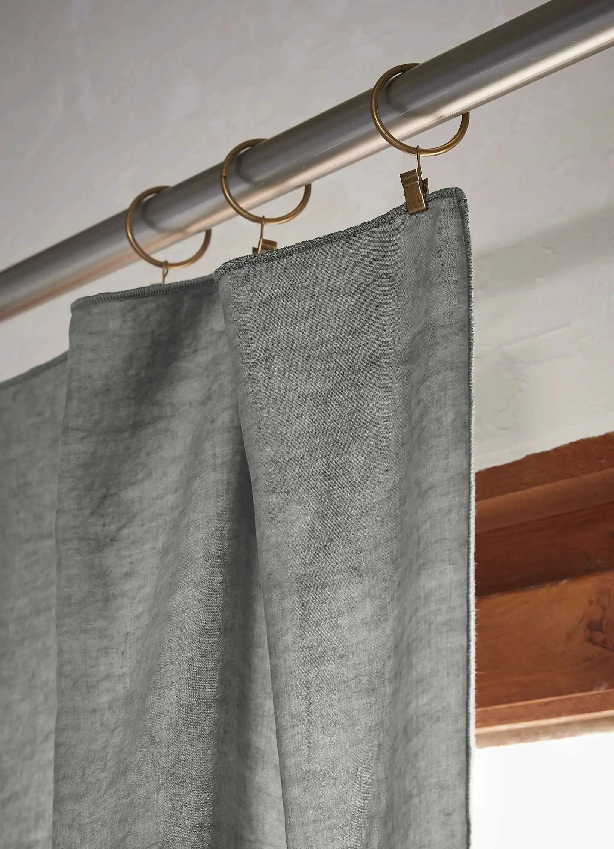 Rideau ajustable + 8 anneaux pince 140 x 270 cm Lyocell uni LYSANDRE Granit by L'effet papillon