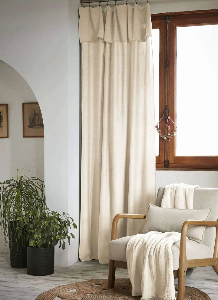 Rideau ajustable + 8 anneaux pince 140 x 270 cm Lyocell uni LYSANDRE Pampa by L'effet papillon