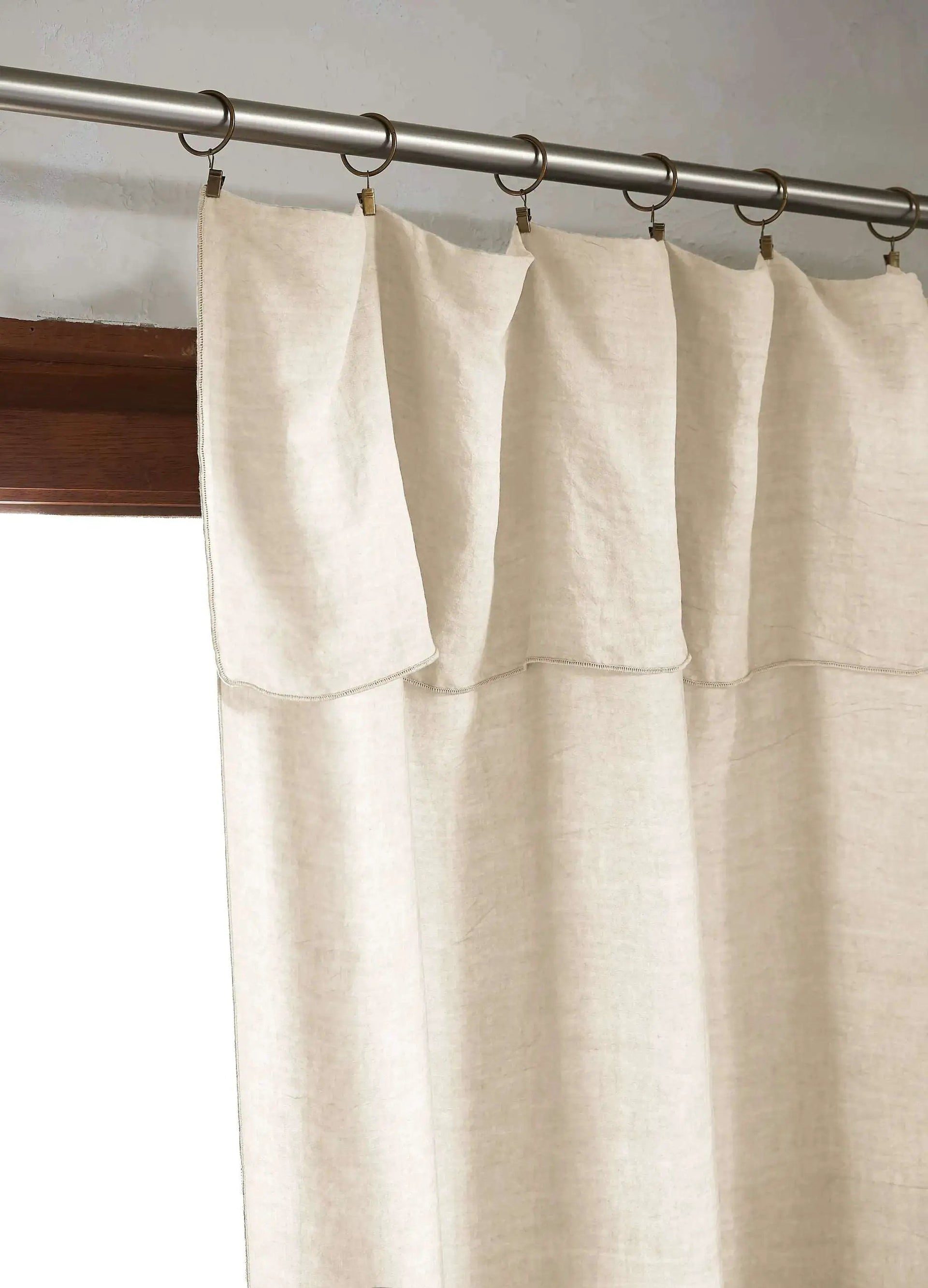 Rideau ajustable + 8 anneaux pince 140 x 270 cm Lyocell uni LYSANDRE Pampa by L'effet papillon